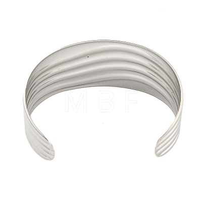 Non-Tarnish 304 Stainless Steel Wavy Open Cuff Bangles for Women BJEW-Q344-02P-1