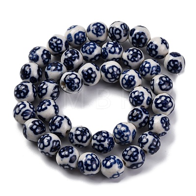 Handmade Blue and White Porcelain Beads Strands PORC-I027-03J-1