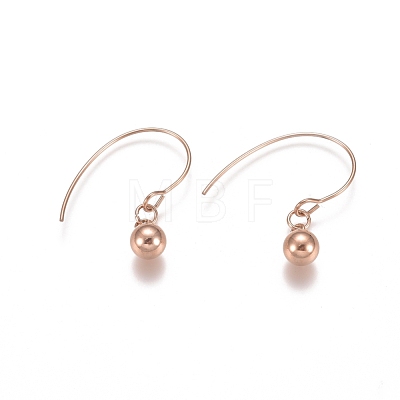 Ion Plating(IP) Ball 304 Stainless Steel Dangle Earrings EJEW-L215-53B-RG-1