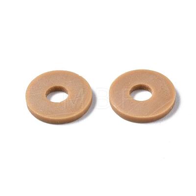Flat Round Handmade Polymer Clay Beads CLAY-R067-10mm-37-1