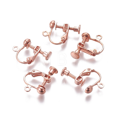 Rack Plated Brass Screw Clip-on Earring Findings LS-KK-P169-04RG-1