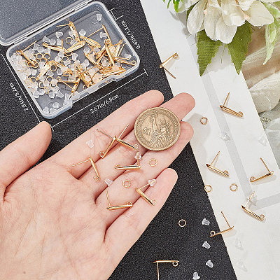 40Pcs Brass Stud Earring Findings KK-CN0002-08-1