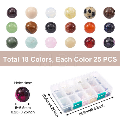 Yilisi 450Pcs 18 Colors Natural & Synthetic Gemstone Beads G-YS0001-10-1
