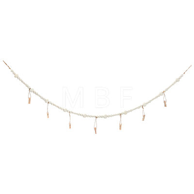 Wall Hanging Photo Display with Wooden Beads Garland AJEW-WH20011-54A-1