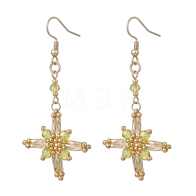 Star Glass Seed Beads Dangle Earrings EJEW-MZ00664-01-1