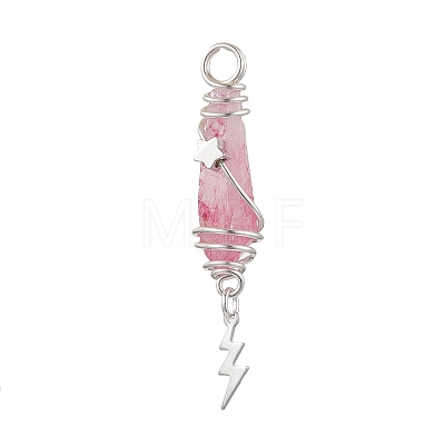 3Pcs 3 Styles Electroplated Natural Quartz Crystal Nuggets Copper Wire Wrapped Pendants PALLOY-JF03128-06-1