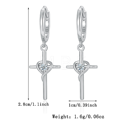 925 Sterling Silver Cross Hoop Earrings JF2136-4-1