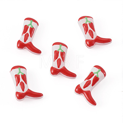 5Pcs Boot Baking Paint Glass Enamel  Beads LAMP-TADJ0001-08E-1