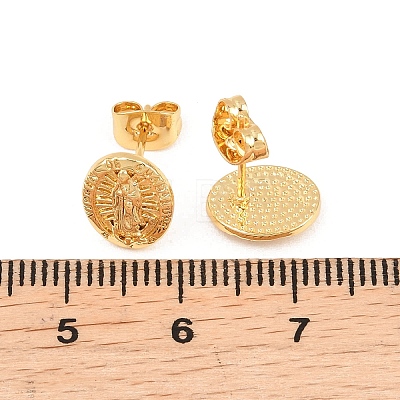 Religion Brass Stud Earrings EJEW-F405-23G-1