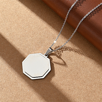 201 Stainless Steel Geometric Pendant Necklaces WGD60F5-03-1