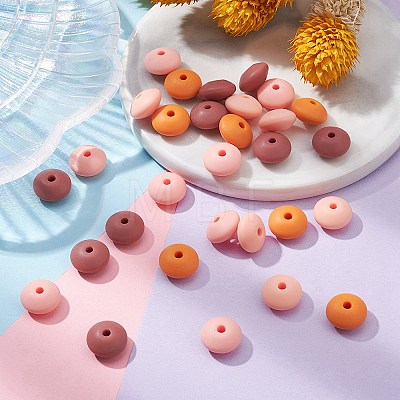 20Pcs 4 Colors Food Grade Eco-Friendly Silicone Focal Beads SIL-YW0001-12C-1