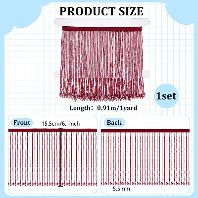 1 Yard Glass Beaded Tassel Ribbon DIY-FG0010-38D-1