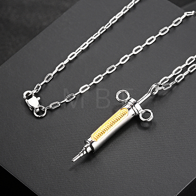 Stylish Stainless Steel Syringe Shaped Pendant Necklaces for Women's Daily Wear PP8422-1