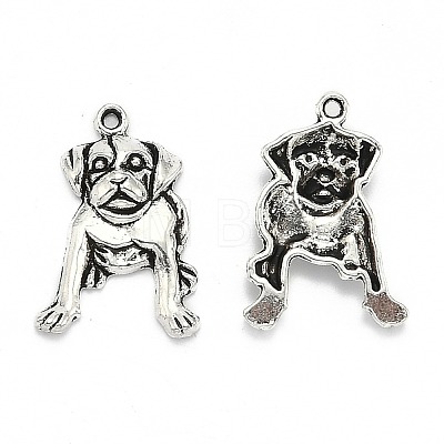 Tibetan Style Alloy Puppy Pendants TIBEP-MSMC021-17AS-1
