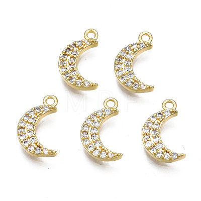 Brass Micro Pave Clear Cubic Zirconia Charms ZIRC-T015-003G-NF-1