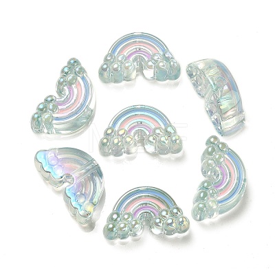UV Plating Rainbow Iridescent Acrylic Enamel Beads LS-OACR-G012-08A-1