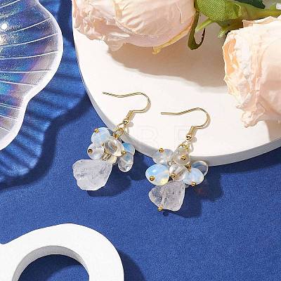 Natural Quartz Crystal & Opalite Dangle Earrings EJEW-JE05986-1