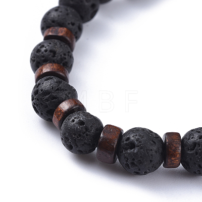 Natural Lava Rock Stretch Bracelets BJEW-JB04492-01-1