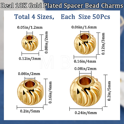 CREATCABIN 200Pcs 4 Styles Brass Spacer Beads KK-CN0003-03-1