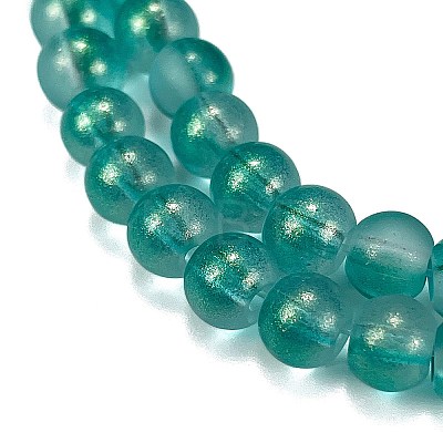 Frosted Transparent Glass Bead Strands GLAA-P065-6mm-08-1