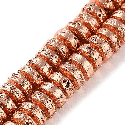 Electroplated Natural Lava Rock Beads Strands G-I360-A02-03-1