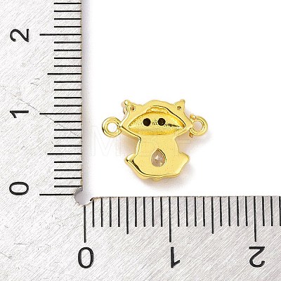 Real 18K Gold Plated Brass Pave Clear Cubic Zirconia Connector Charms KK-L209-059G-01-1
