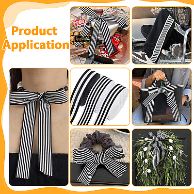 30 Yards 3 Styles Strip Pattern Polyester Ribbons SRIB-PH0001-92-1