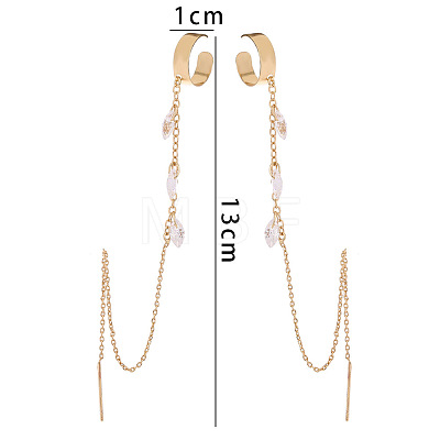 Brass Clear Cubic Zirconia Horse Eye Tassel Dangle Earrings FS-WGA0198-01-1