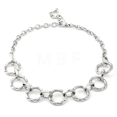 304 Stainless Steel Round Ring Bib Necklaces for Women NJEW-U012-02P-1