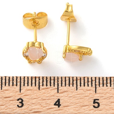 Brass Micro Pave Cubic Zirconia Stud Earrings For Women LS-EJEW-B111-01G-03-1