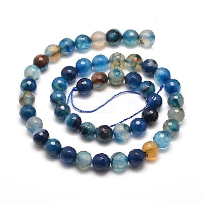 Dyed Natural Agate Faceted Round Beads Strands X-G-E267-21-1