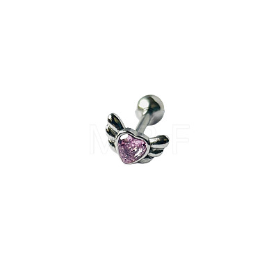 Angel Wing Heart 316L Surgical Stainless Steel Pave Cubic Zirconia Tongue Rings FS-WG901EE-05-1