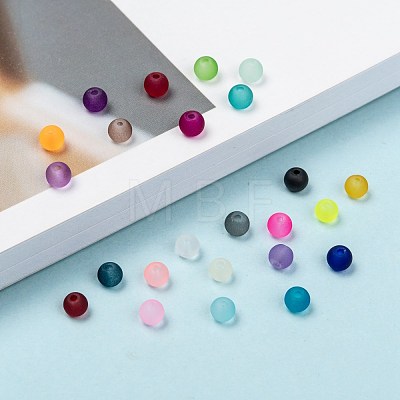 24 Colors Transparent Glass Beads Strands FGLA-X0001-04B-4mm-1