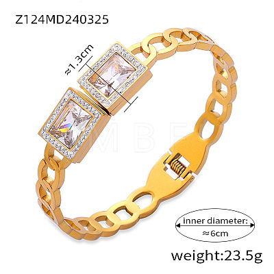 304 Stainless Steel Pave Cubic Zirconia Hinged Bangles for Women FS-WG9A3B1-07-1
