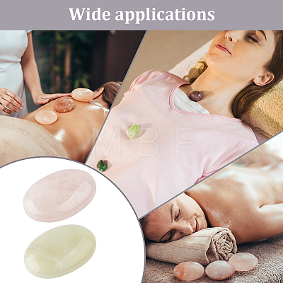 2Pcs 2 Styles Natural Rose Quartz & Serpentine Massage Tool MRMJ-NB0001-20-1
