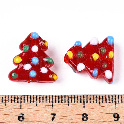 Christmas Theme Handmade Lampwork Bumpy Beads X-LAMP-G142-06A-1