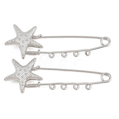 Starfish 304 Stainless Steel Safety Pins Brooch Findings SA-CBA098D-16B-P04-1