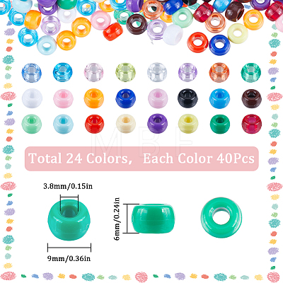 SUNNYCLUE 960Pcs 24 Colors Opaque Plastic Beads KY-SC0001-82-1