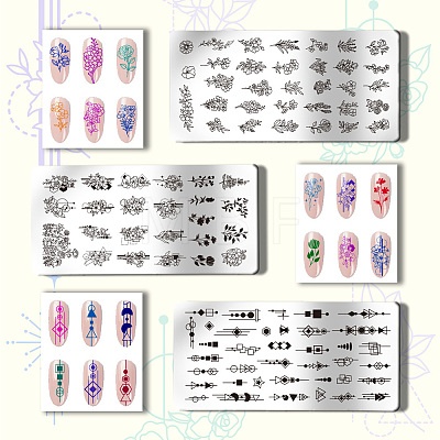 Stainless Steel DIY Nail Art Templates MRMJ-WH0092-014-1