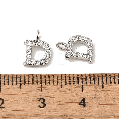 Initial Letter Brass Micro Pave Cubic Zirconia Pendants ZIRC-F008-D-1