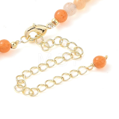 Natural Golden Silk Jade & Natural Quartz & Pearl Beaded Necklaces NJEW-L119-06G-1