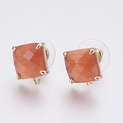 Faceted Glass Stud Earring Findings GLAA-F084-C-1