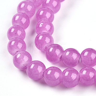 Baking Painted Imitation Jade Glass Round Bead Strands DGLA-Q021-6mm-23-1