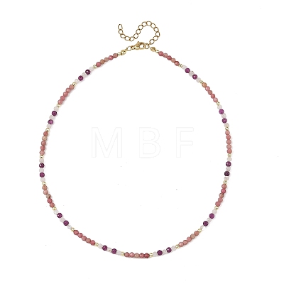 Natural Rhodonite Faceted Round Beaded Necklaces NJEW-JN06430-04-1