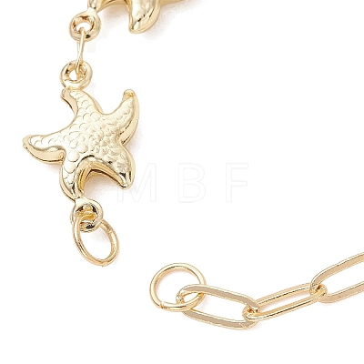 304 Stainless Steel Starfish Link Chain and Brass Paperclip Chain Bracelet Making AJEW-JB01590-1