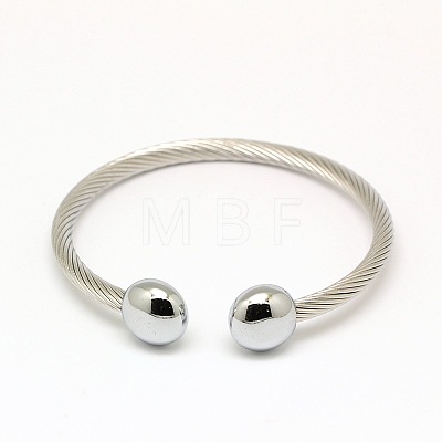 Tarnish Resistant 304 Stainless Steel Torque Bangles BJEW-N225-76P-1