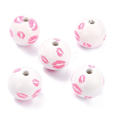 Spray Painted Natural Wood Beads WOOD-P015-F01-1
