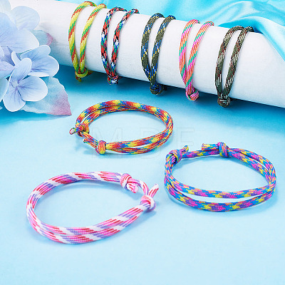 32Pcs 8 Styles Polyester & Spandex Cord Braided Bead Bracelets BJEW-TAC0066-1