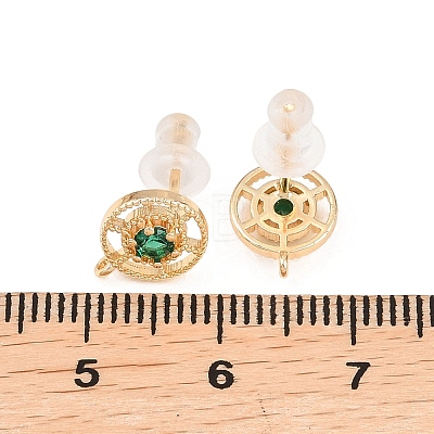 Brass Cubic Zirconia Stud Earring Findings EJEW-A155-03D-G-1
