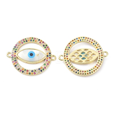 Eco-Friendly Brass Micro Pave Colorful Cubic Zirconia Shell Links Connectors ZIRC-C021-26G-1
